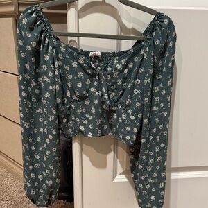 Sienna Sky Green Floral Crop Top